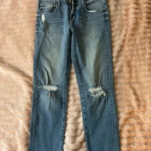 Frame Denim Medium Wash Distressed Straight-Leg Jeans
